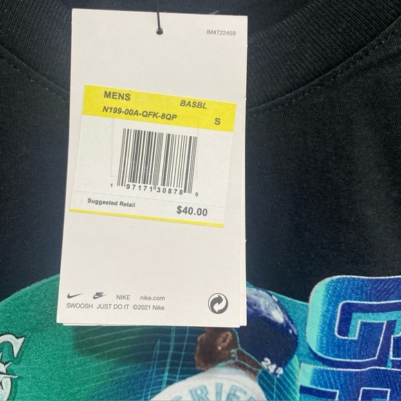 Nike Ken Griffey Jr Graphic Seattle Mariners Men’sSmall-Black -Seattle Legends - Picture 5 of 5